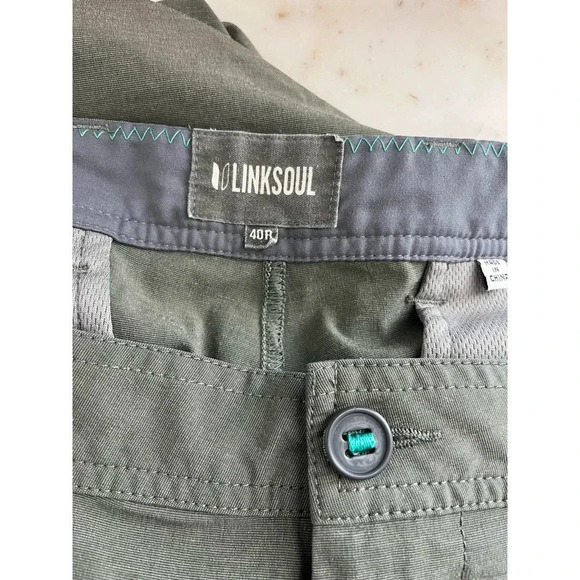 LINKSOUL Mens 40 R Green Poly Cotton Stretch Straight Leg Chino Golf Pants - Picture 7 of 9